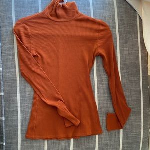 Reformation ribbed turtleneck rust